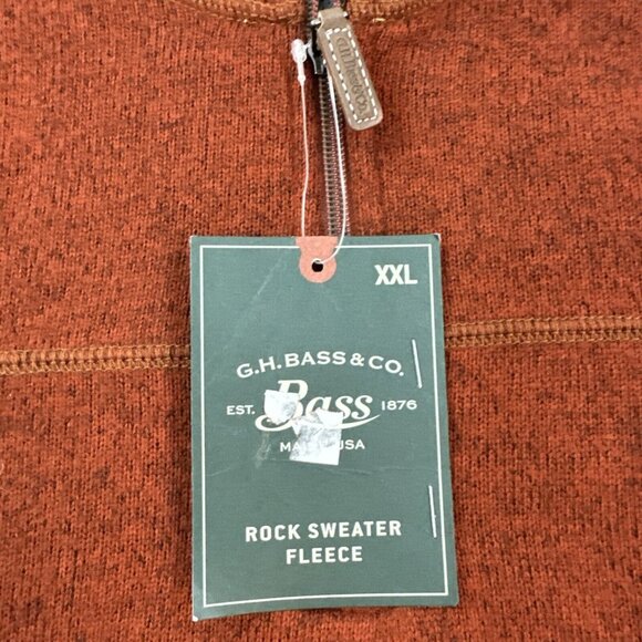 GH Bass & Co Sweater Mens XXL Orange Brown 1/4 Zip Shirt Fleece Lined Textured - Picture 3 of 15